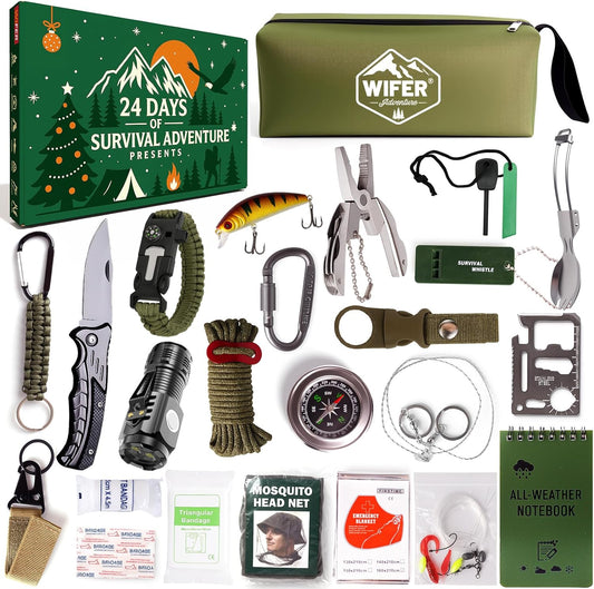 Survival Kit Advent Calendar 2025 - 24 Days of Essential Survival Tools for Outdoor Enthusiasts