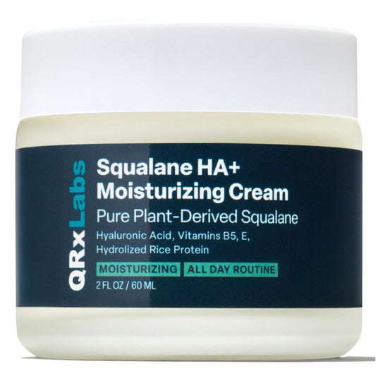 QRxLabs Plant-Based Squalane Face Moisturizer - Hyaluronic Acid Cream for Hydration - Squalane Oil Moisturizer - Anti-Aging Face Cream with Vitamin B5 & Rice Protein - 2 Fl Oz, Pack of 1, Verbena