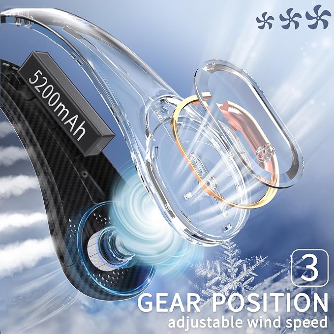 FrSara Neck Fan, Portable Personal Fan Strong Wind, 4000mAh, Air Volume,360° Cooling, No Hair Twisting, Air Volume On 2 Sides, Non-Slip, Quick Charge, Long Use Time, Gift for Women, Men, Birthday