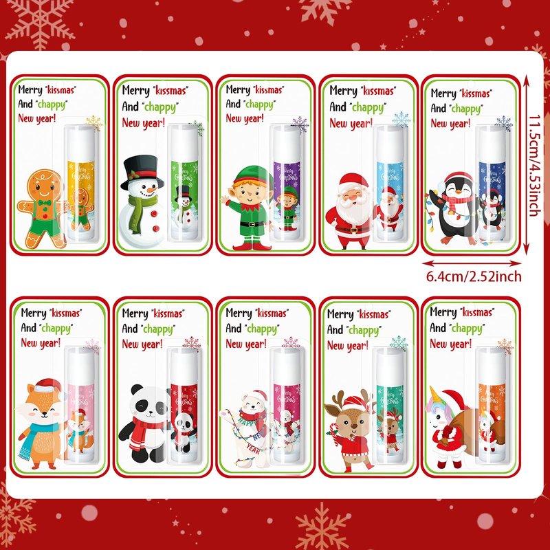 Sacubee 60 Pack Christmas Lip Balms Bulk Christmas Stocking Stuffers Party Favor Gifts Holiday Appreciation Holiday Lip Moisturizer Gifts for Women Coworkers Teacher Employee Adults Staff Team