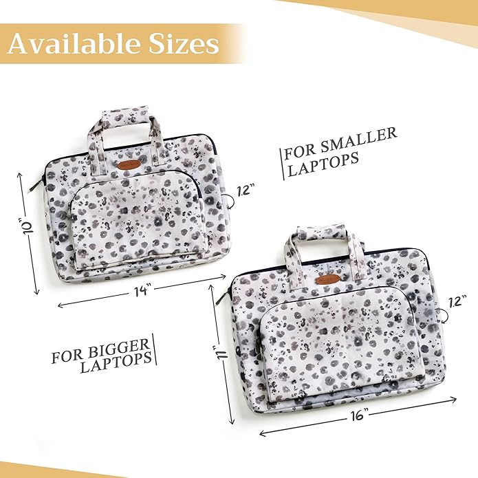 Maison d'Hermine Laptop Bag with Pocket Upto 13.5 inch Stain and Water Repellent Cotton Canvas Spring Summer (Cheeta)