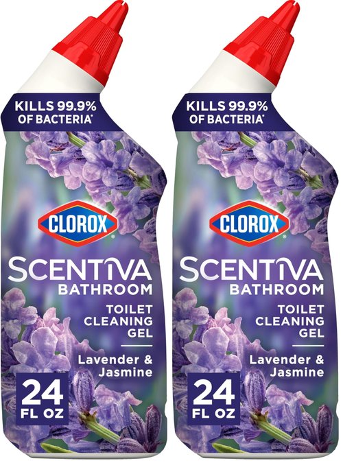 Clorox Scentiva Bathroom Toilet Cleaning Gel, Lavender and Jasmine, 24 Fluid Ounces (Pack of 2)
