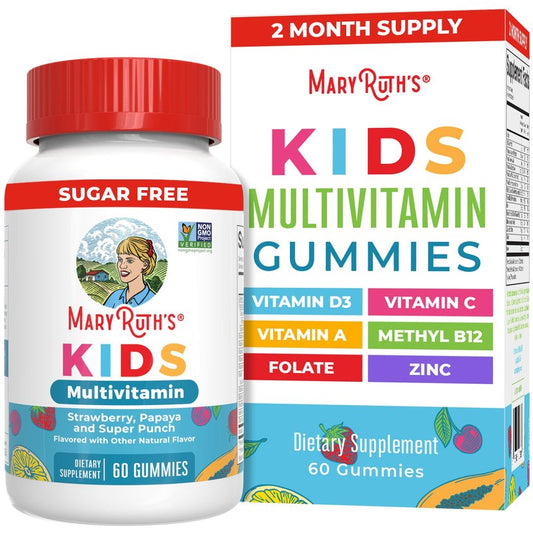 MARYRUTH'S Kids Vitamins Multivitamin Sugar Free | 2 Month Supply | Kids Multivitamin Gummies | Multivitamin for Kids | Vitamin D | Vitamin C | Zinc | Vegan | Non-GMO | Gluten Free | 60 Count
