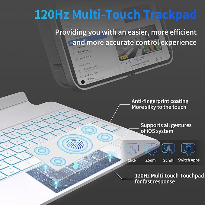 Otuoor iPad Pro 13 Inch Case 2024 with Keyboard, Magnetic Detachable Keyboard Case for iPad Pro 13 Inch (M4, 2024) with 7 Colors Backlight, Multi-Touch Trackpad, Portrait/Landscape Mode (White)