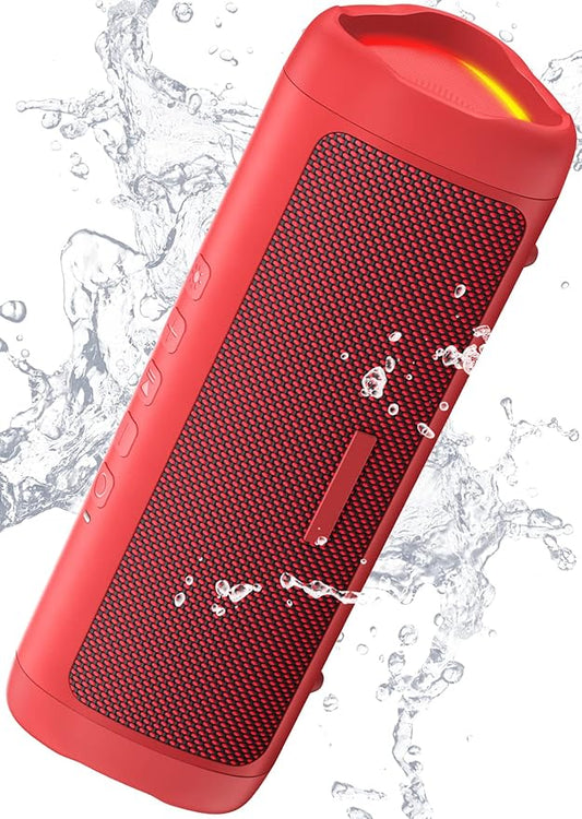 Bluetooth Speaker, 20W HD Sound, Portable Wireless, IPX5 Waterproof, Up to 24H Playtime, TWS, for Home/Party/Outdoor/Camping/Beach Essentials, Birthday Gift for Fathers Day Men Dad Husband (Red)