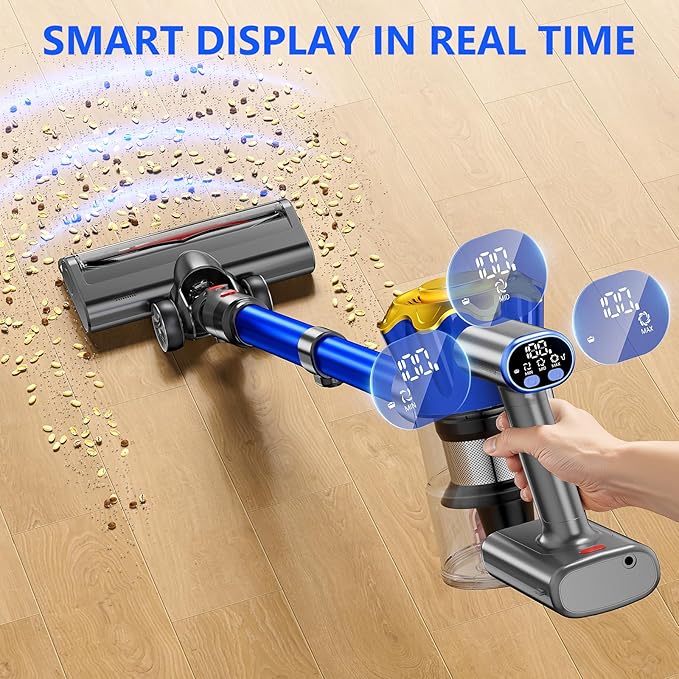 MBYULO Cordless Vacuum Cleaner, 580W 50Kpa Powerful Stick Vacuum, Up to 70Mins Rechargeable Battery, Vacuum Cleaners for Home Anti-Tangled Lightweight Handheld for Hardwood Floor, Carpets, Pet Hair