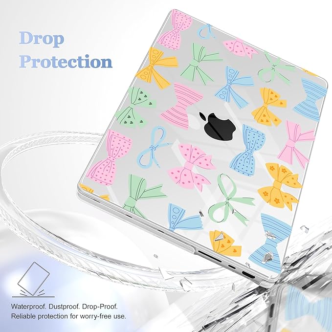 Lepeoac for MacBook Pro 16 inch Case M1 M2 M3 M4 M5 Pro/Max with Liquid Retina XDR, Release 2021-2025 2026 A3429 A3428, Hard Shell Case with Screen Protector & Keyboard Cover, Colorful Bow