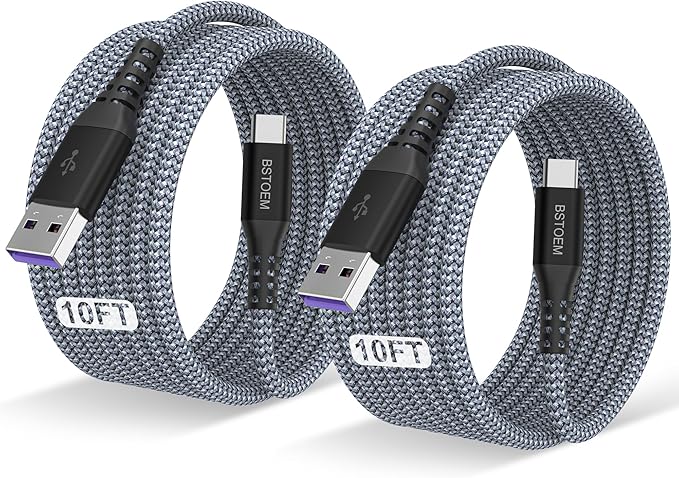 USB A to USB C Cable 10 ft,Type C Charger Cord Fast Charging 10FT 2Pack,for Samsung Galaxy S26/S25 +/Ultra/S24/S23/S22/S21/S20/S10/S9/S8/s7/Note20/10/9/8/Tab S9,for Kindle Fire,USBC Phone Wire