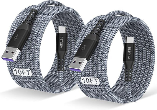 USB A to USB C Cable 10 ft,Type C Charger Cord Fast Charging 10FT 2Pack,for Samsung Galaxy S26/S25 +/Ultra/S24/S23/S22/S21/S20/S10/S9/S8/s7/Note20/10/9/8/Tab S9,for Kindle Fire,USBC Phone Wire
