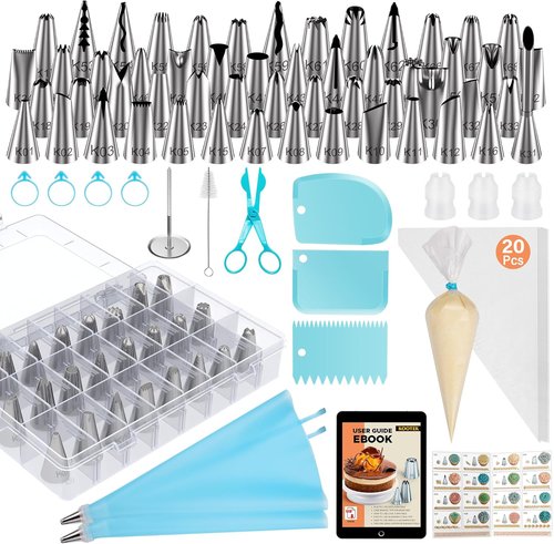 Kootek Piping Bags and Tips Set - 90 PCs Cake Decorating Kit with 55 Icing Tips & Pastry Bags