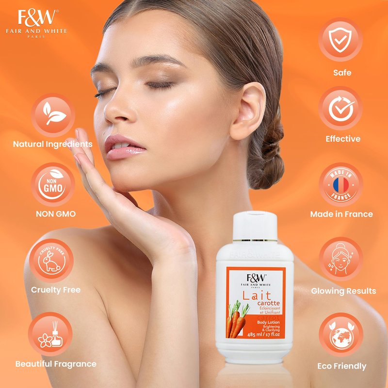 FAIR & WHITE Original Carrot Moisturizing Body Lotion - 485ml / 17.0 fl oz - Brightening & Clarifying Body Lotion