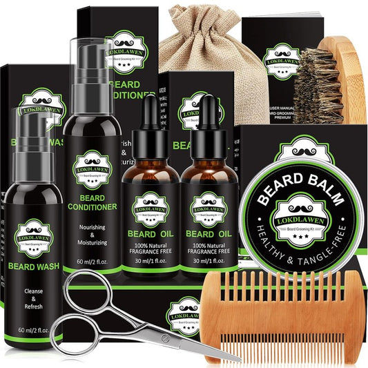Beard Kit for Men - Complete Grooming Set with Wash, Conditioner, Oil, Balm & Accessories | Perfect Gift for Dads & Husbands