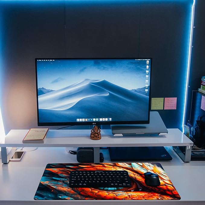KOAIWPAE Large Gaming Mouse Pad for Desk, Dragon Blue Eyes Desk Mat, Dragon Eyes Desk Pad, 31.5"x15.7" Extended Big Computer Keyboard Mouse Pad with Non-Slip Base and Stitched Edge