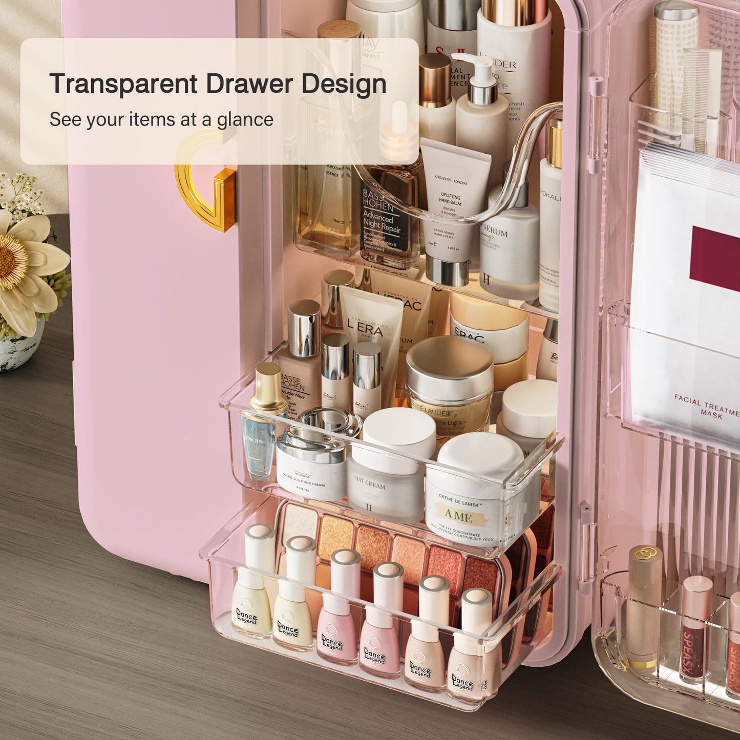 UAK Makeup Organizer with Drawers for Vanity, Cosmetic Display Case with Brush Holders, Storage for Skincare Countertop Bathroom (White)