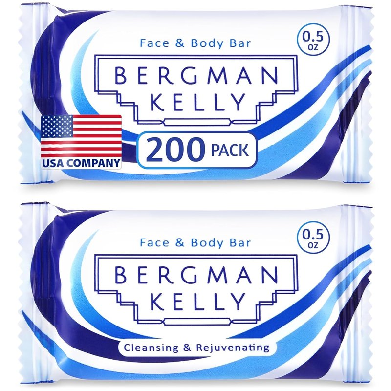 Bergman Kelly Hotel Soap Bars - White Tea Luxury Mini Soap | 0.5 oz, 200 Pack for Travel & Guest Bath