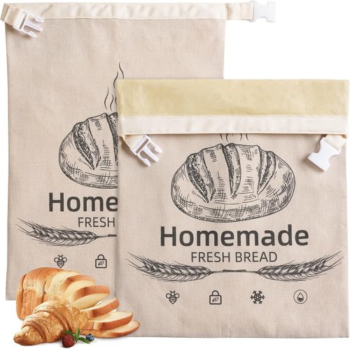 Beeswax Bread Bags by [Brand Name] - Reusable Organic Linen for Sourdough | 17 x 12.6 Inches - Freshness Preservation & Freezer-Friendly