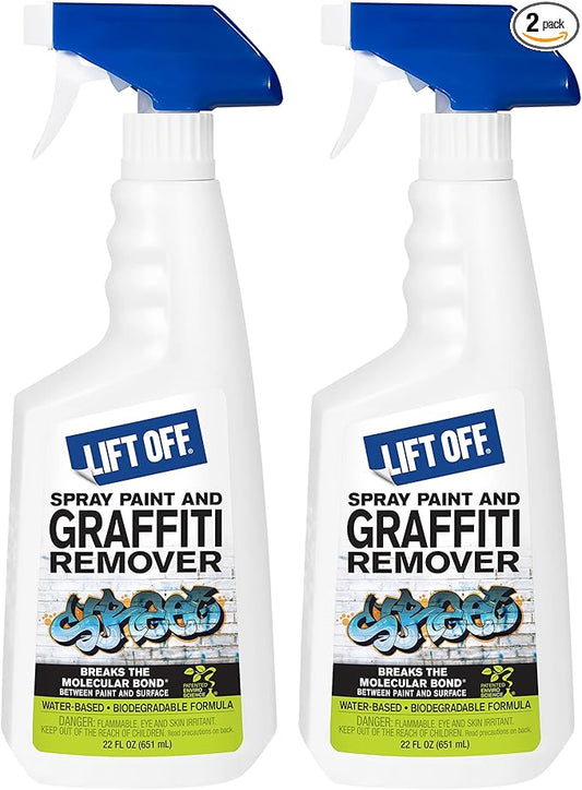 Motsenbocker's Lift Off 41101-2PK Spray Paint and Graffiti Remover – Removes Spray Paint, Acrylic, and Enamel – Safe for Wood, Metal, Concrete, Plastic – Water-Based Formula – 22 Fl Oz (Pack of 2)