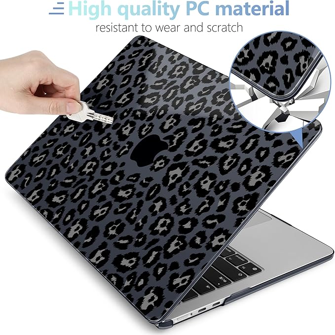 MEEgoodo Case for M5/M4/M3/M2 MacBook Air 13 inch Case 2026 2025 2024 2022, Fit Model A3449/A3240/A3113/A2681, Laptop Hard Shell Compatible with MacBook Air 13.6-inch, Snow Leopard Texture