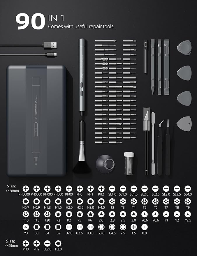 iFu 90-in-1 Electric Screwdriver Kit, Cordless Precision Repair Tool