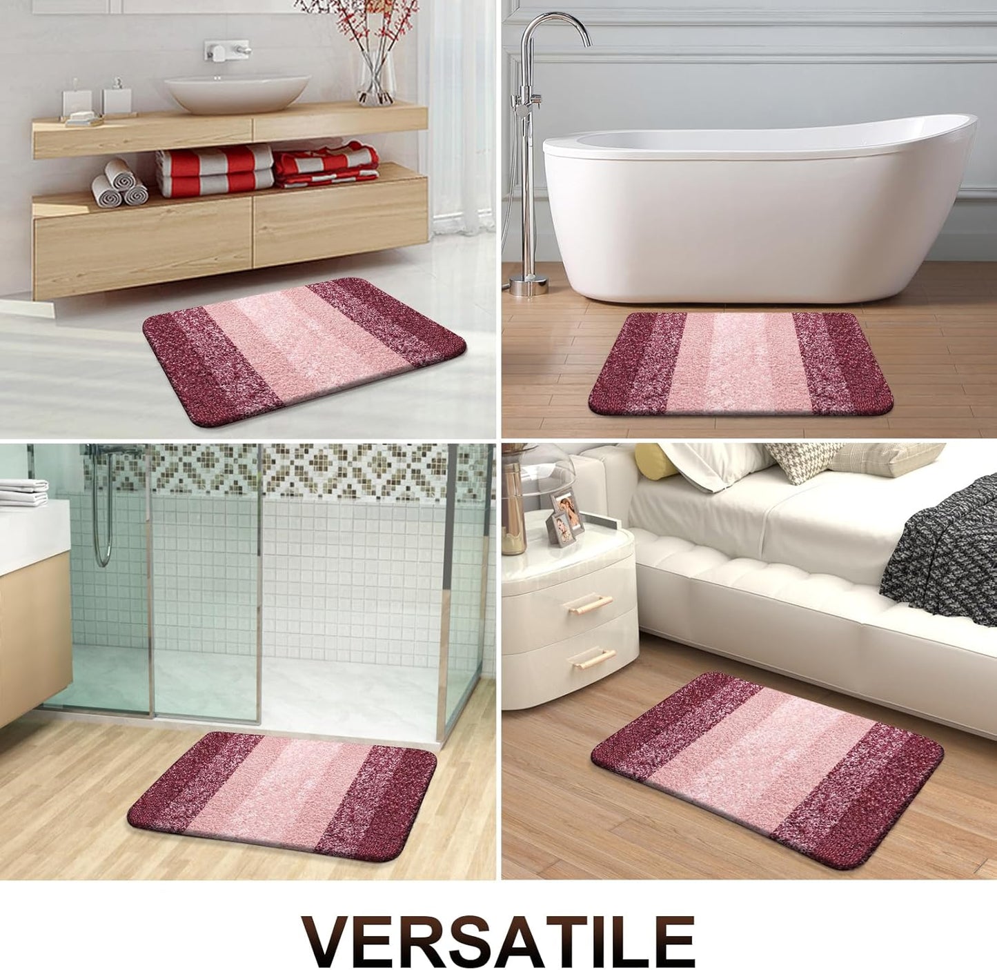 OLANLY Bathroom Runner Rugs - Extra Soft Microfiber Mat 47x17 | Quick Dry, Washable, Rubber Backing, Red
