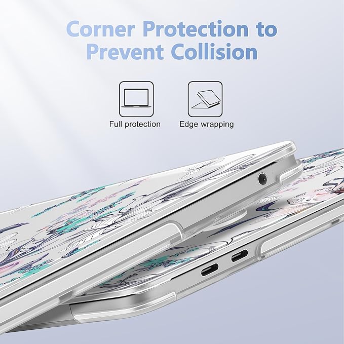 Lepeoac Case for MacBook Pro 13 inch Case M2 2022-2016 A2338 M1 A2251 A2289 A2159 A1989 A1708 A1706, Plastic Hard Shell + Keyboard Cover + Dust Plug, Floral C319