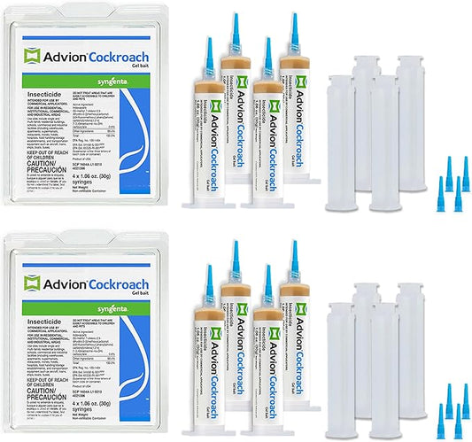 Advion Cockroach Gel Bait, 4 Tubes x 30-Grams, 4 Plunger and 4 Tips (Pack of 2)