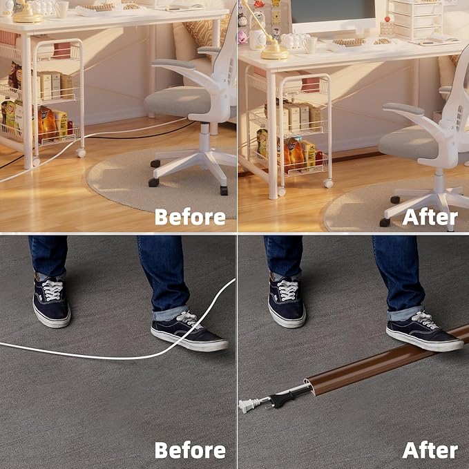 Cord Hider Raceway Kit, 78 inch Wall Cable Hider for 1 Cable, Silicone Material Hiding Wall Mount TV Powers Cords in Home Office, W0.59 H0.39in White