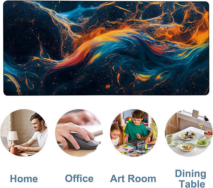 NITAHHHY Gaming Desk Pad Large Extra Length Abstract Colorful Art Mouse Pad Keyboard Laptop Non-Slip Waterproof with Rubber Base Thick Stitched Edge Mouse Mat for Office Home 35.4 x 15.7 Inches