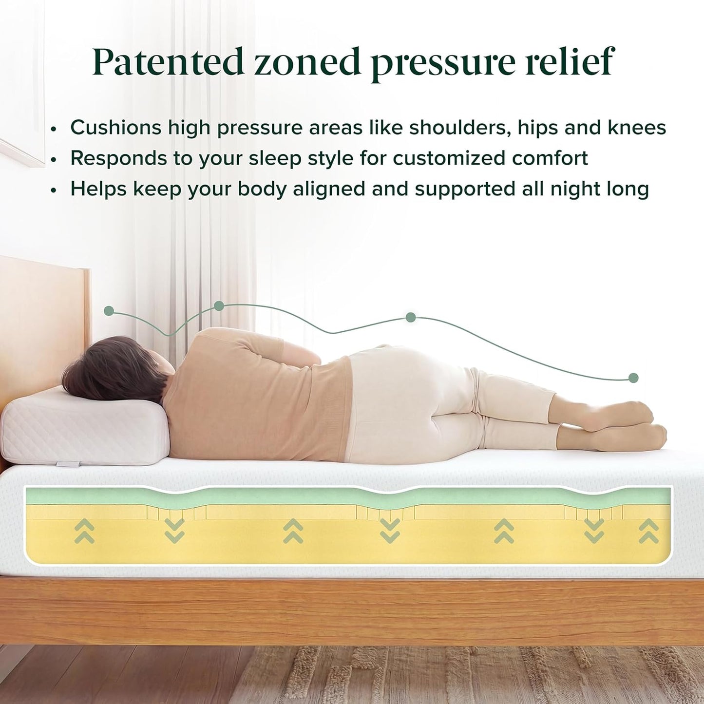 Zinus 12 Inch Twin Green Tea Memory Foam Mattress - Medium Firm, Fiberglass Free, Zoned Pressure Relief