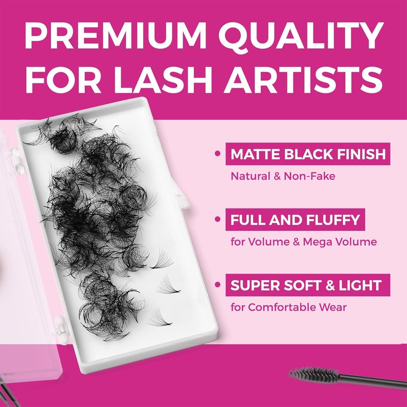 Premade Lash Fans - 10D 0.03 Volume Eyelash Extensions | Soft, Lightweight, Handmade, Pointy Base, 13mm