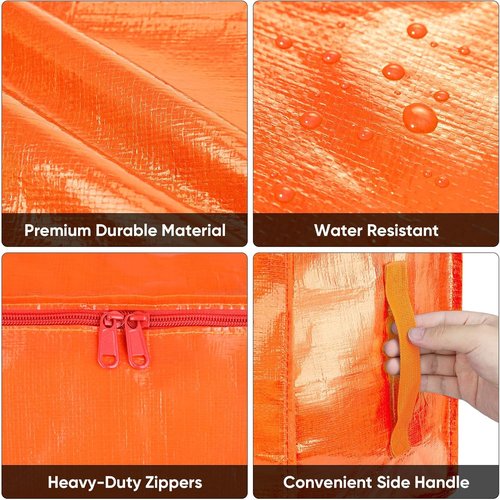 BALEINE 6-Pack Oversized Moving Bags - Heavy-Duty Storage Totes with Reinforced Handles | Orange