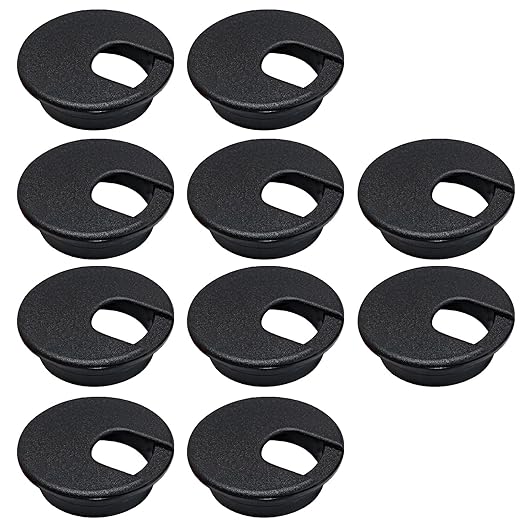 EASYEAH 10 Pcs Desk Grommet 1-3/8" / 35 mm, Desk Cord Hole Cover, Cable Grommet ABS Plastic, Desk Hole Grommet for Home & Office Pc, Detachable Cable Cord Organizer-Black