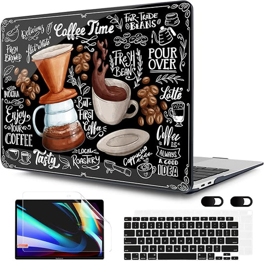 MEEgoodo MacBook Air 13 inch Case 2021 2020 2019 2018 Released A2337 M1 A2179 A1932 Touch ID, Plastic Hard Shell & Keyboard Cover Compatible MacBook Air Case 13.3, Coffee (A2337/A2179/A1932)