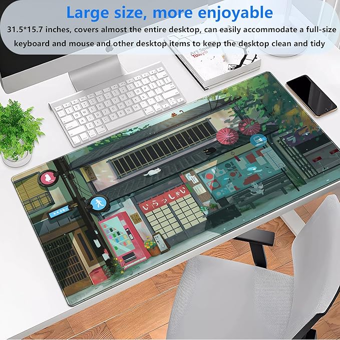 Japanese Anime Desk Mat, Cute Cat XXL Large Gaming Mouse Pad