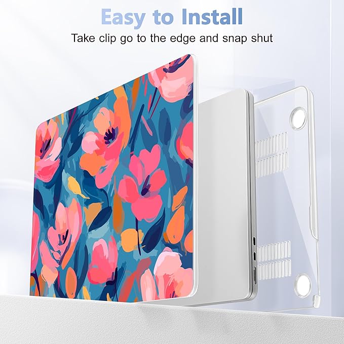 Lepeoac Case for 2026/2025/2024/2023 MacBook Air 15-inch Laptop Release M5 A3448 /M4 A3241 /M3 A3114 /M2 A2941, Stylish Protective Hard Shell Cover for MacBook Air 15.3 inch, Flowers Print