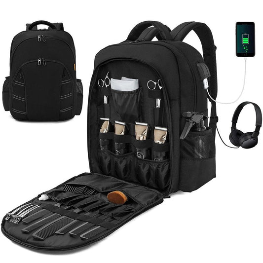 Portable Barber Supplies Backpack - Travel Clipper Organizer with USB Port | Ideal for Hairstylists
