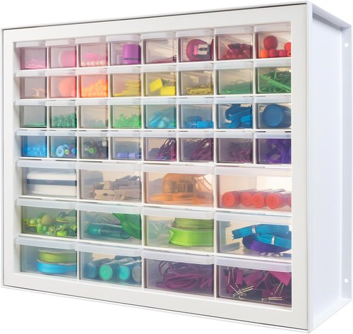 IRIS USA 44-Drawer Storage Cabinet - Stackable Organizer for Screws, Nuts, Bolts & Crafts | White