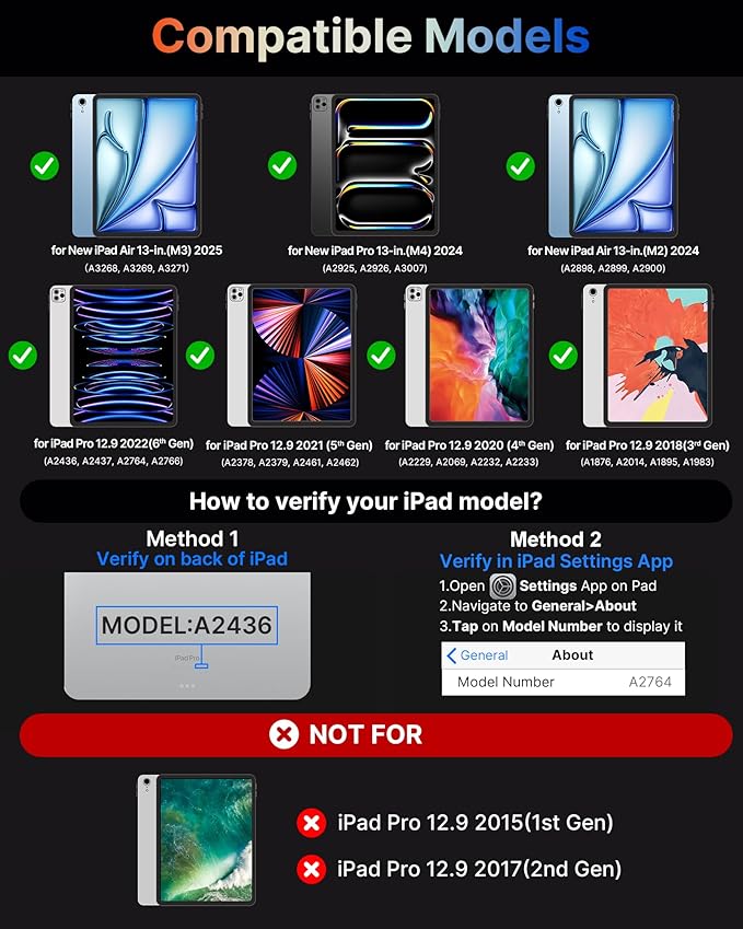 typecase Touch Case with Keyboard for iPad Pro 13"(M5/M4, 2025/2024), iPad Air 13"(M4/M3/M2, 2026/2025/2024) & iPad Pro 12.9", Trackpad, 360° Rotatable, 11-Colors Backlit, Lake Blue