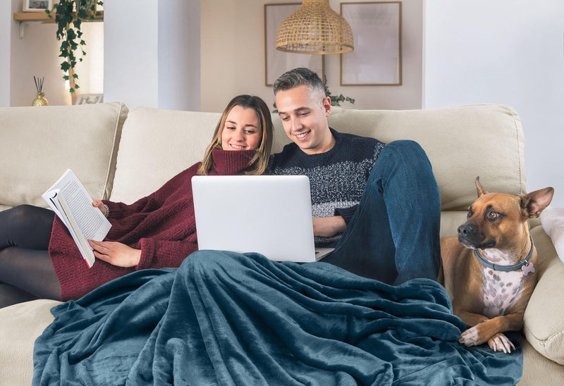Utopia Bedding Fleece Blanket Full Size Stone Blue 300GSM Luxury Fuzzy Soft Anti-Static Microfiber Bed Blanket (90x84 Inch)