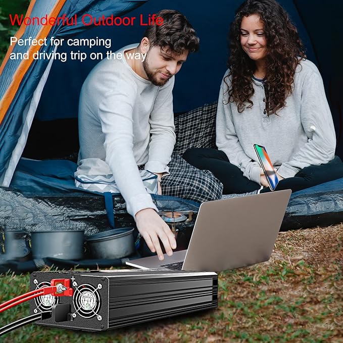 Xijia 3000W Pure Sine Wave Inverter 12V DC to 120V AC Converter for Home, RV, Truck, Off-Grid Solar Power 110V with Smart Bluetooth App Remote Control