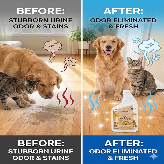 Pet Floor Cleaner â Enzyme-Powered Degreaser for Urine, Odor & Grime | Safe for Tile, Vinyl, Grout & Hardwood | Residue-Free & Pet Safe