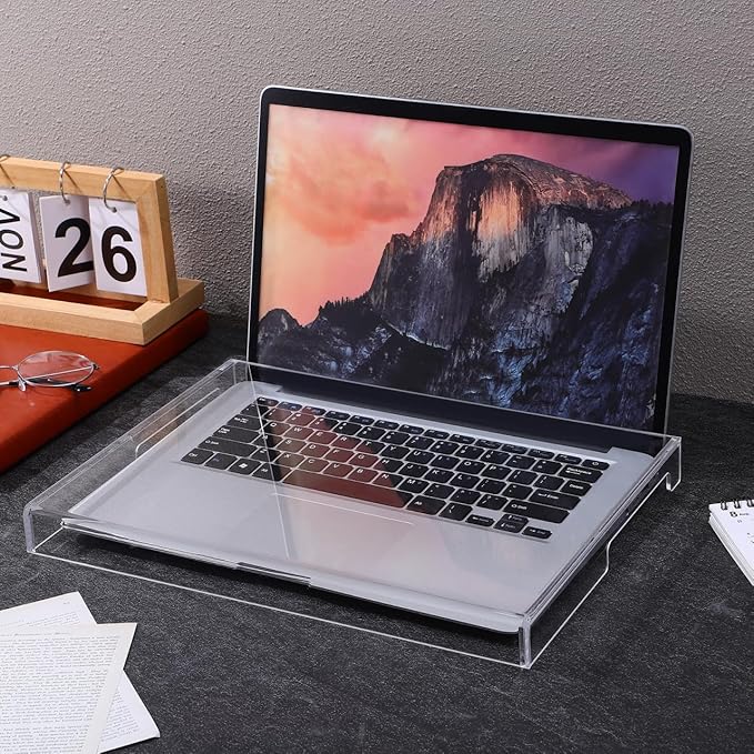 UKCOCO Transparent Acrylic Keyboard Protector Cover Dust Hood for Laptop and Desktop 13.77X9.84 Inch Waterproof Scratch Resistant Keyboard Dust Cover