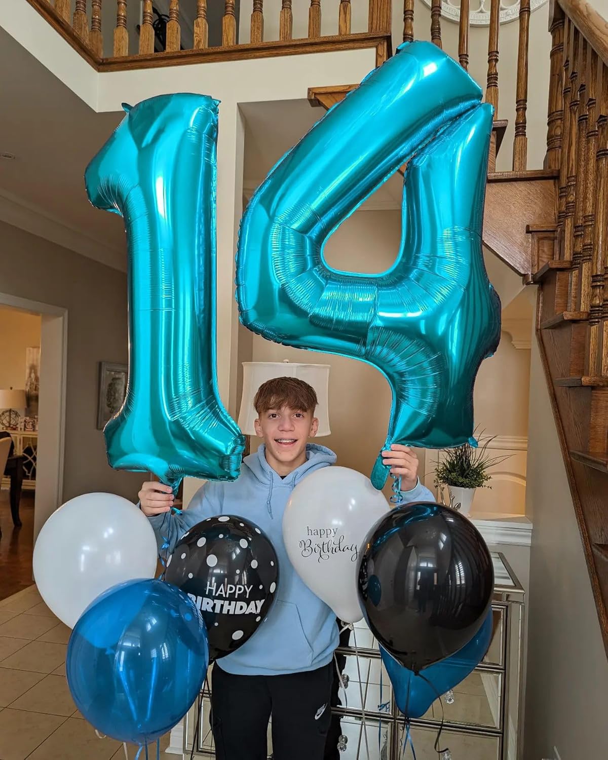 Number 7 Balloon by Light Blue - 40 Inch Giant Foil Balloon for 7th Birthday Party Decorations