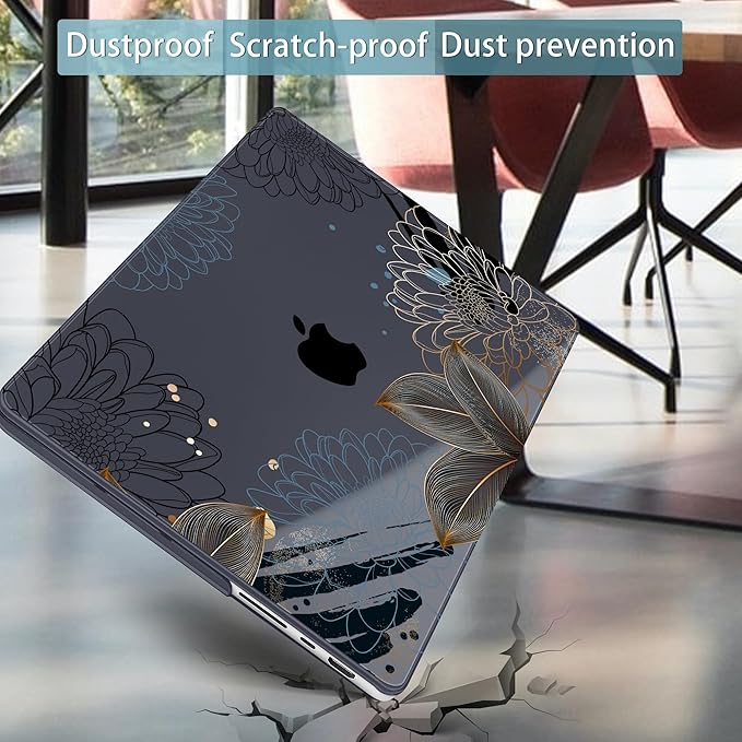 Mektron Case for 2026 M5 MacBook Pro 16 inch A3429 A3428 M4 A3403 A3186 M3 A2991 M2 A2780 M1 A2485 (2021-2025) Pro/Max with Liquid Retina XDR, Hard Shell Plastic Laptop Cover, Line Chrysanthemums