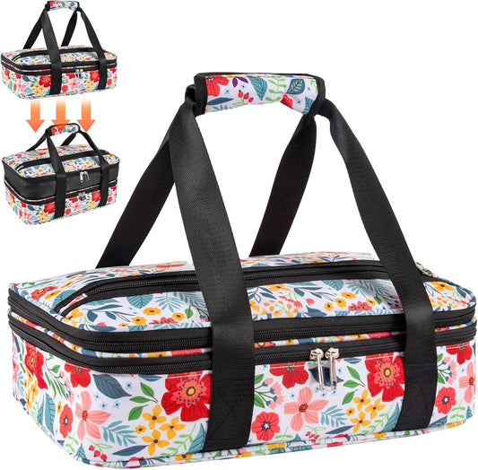 Pioneer Woman Double Decker Casserole Carrier - Expandable, Leakproof Thermal Tote for Potluck & Travel