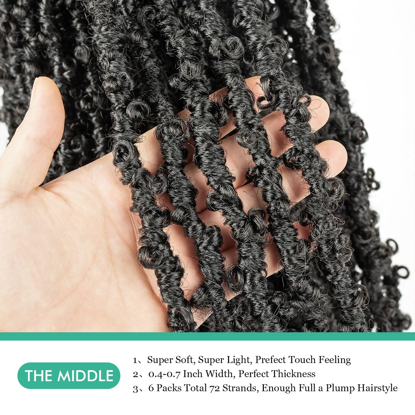 GUOHUI Butterfly Locs Crochet Hair 16 Inch 6 Packs Color Natural Black All Handmade Pre-Looped Distressed Faux Locs Braids for Women Kids (16",1B)
