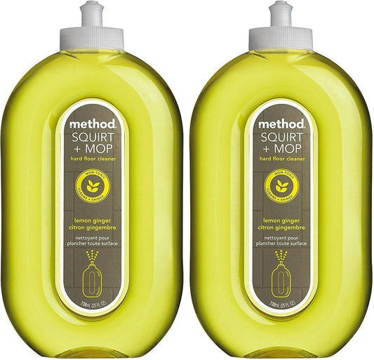 Method Squirt & Mop Hard Floor Cleaner - Lemon Ginger Scent - 25 Fl Oz (Pack of 2)