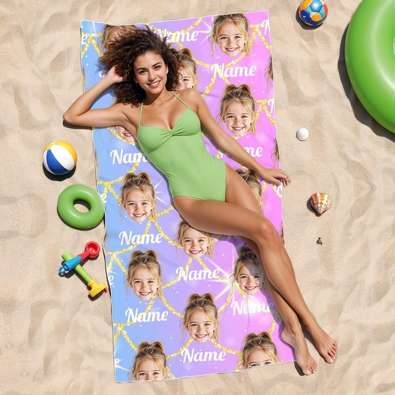 Personalized Beach Towels for Kids | Quick Dry Microfiber, Custom Photo/Text, 40"x70" Size
