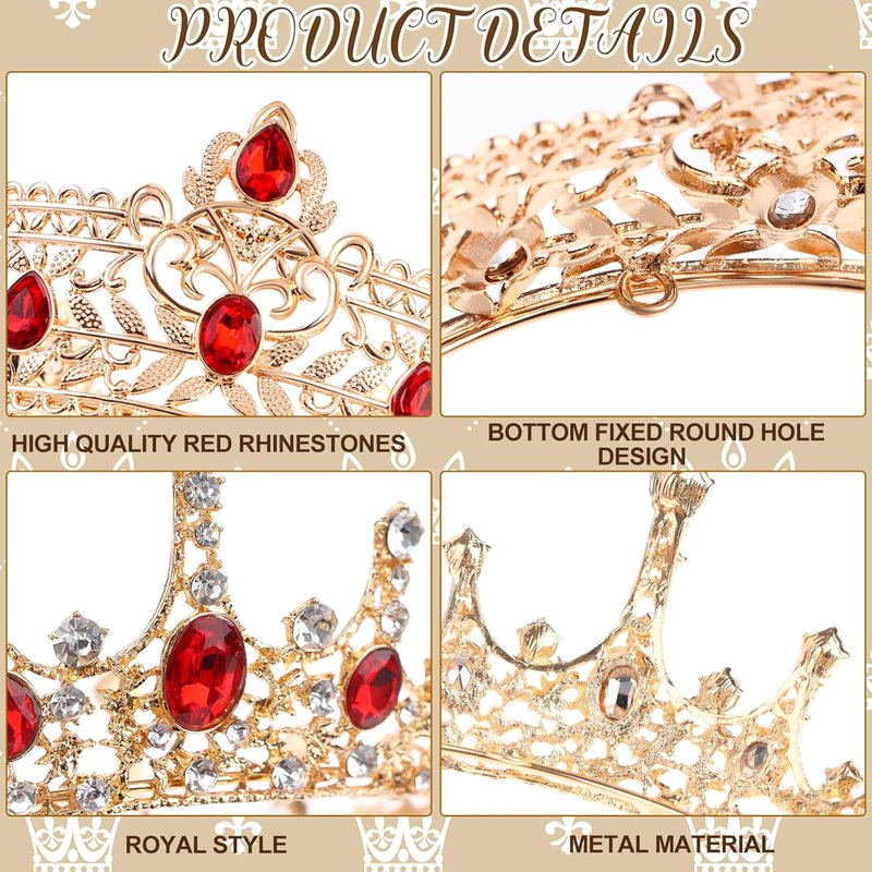 Prom King and Queen Crown Set - Royal Red Rhinestone Crowns for Men & Women | Perfect for Weddings & Parties