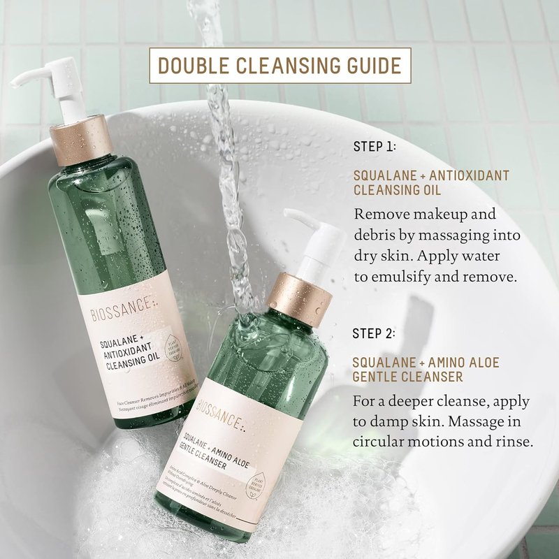 Biossance Squalane Cleansing Oil - Lightweight Makeup Remover & Hydrating Facial Oil | All Skin Types